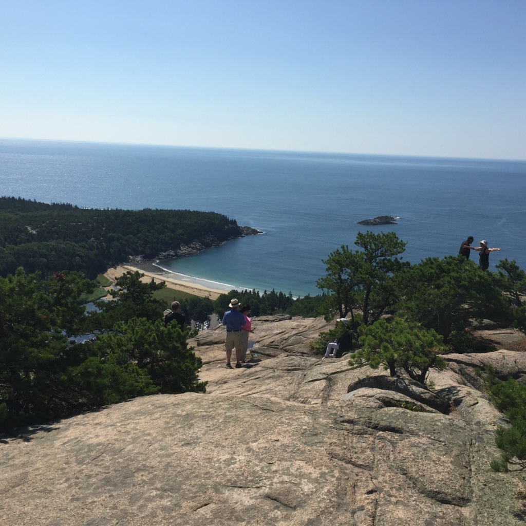 View of the open face summit of the Beehive Acadia